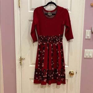 Red Floral Knit Dress